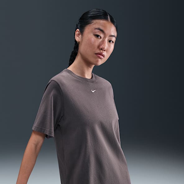 売れ筋商品|||ナイキ Tシャツ レディース トップス TEE - Sports T-shirt - tumbled grey/silver/heather/black AWDT-1003_LOGO_HO23_Nike-
